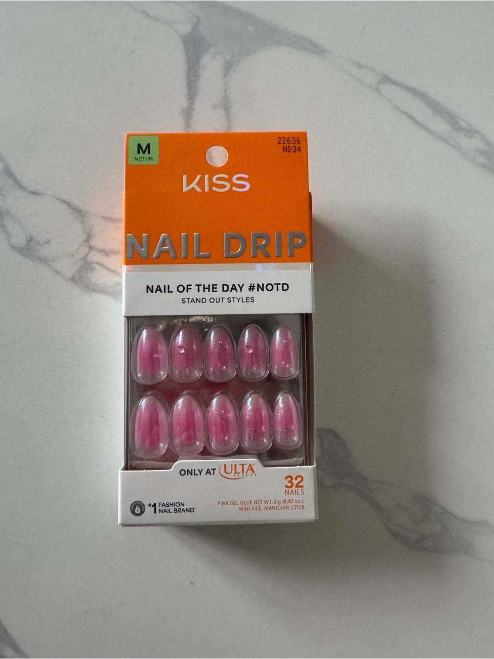 KISS Pink Gloss Nail Drip Press-On Set